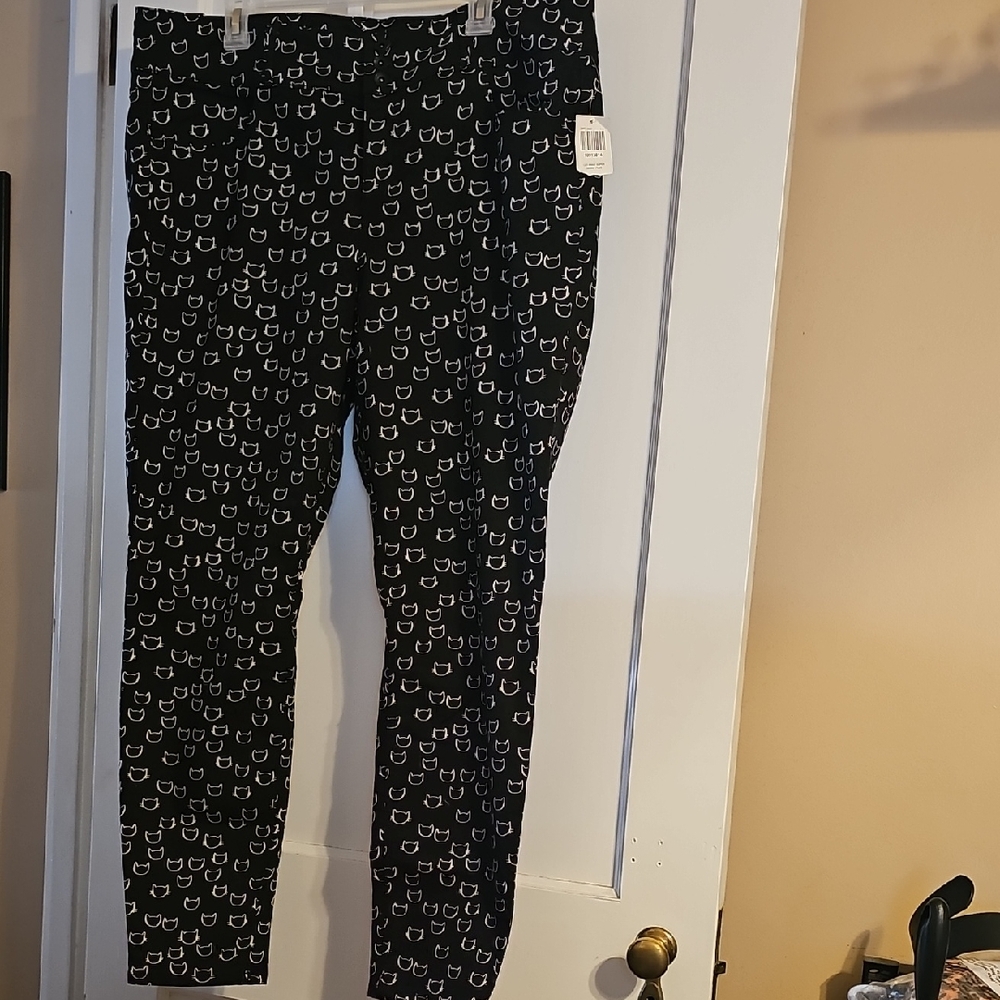 Blackheart Black and White Cat Print Pants